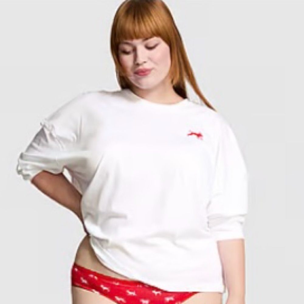 PINK Victoria's Secret White Long Sleeve Tee